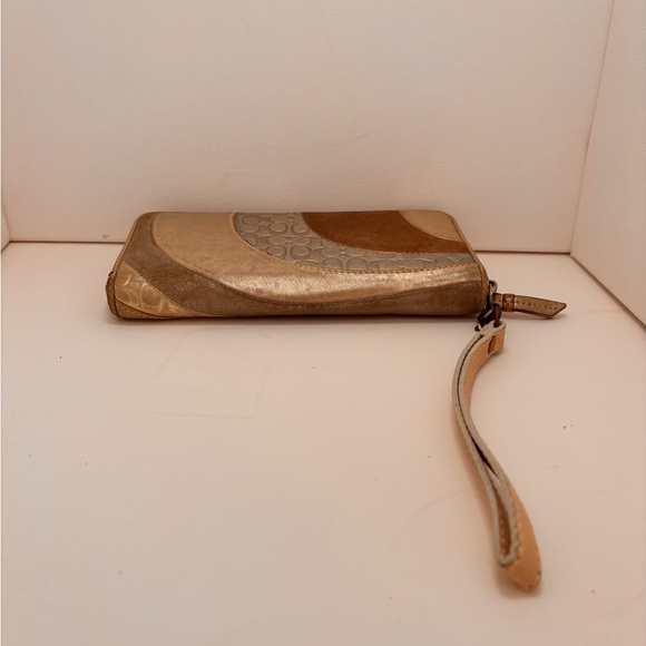 Coach Gold and Brown Wristlet Clutch - Picture 5 of 13